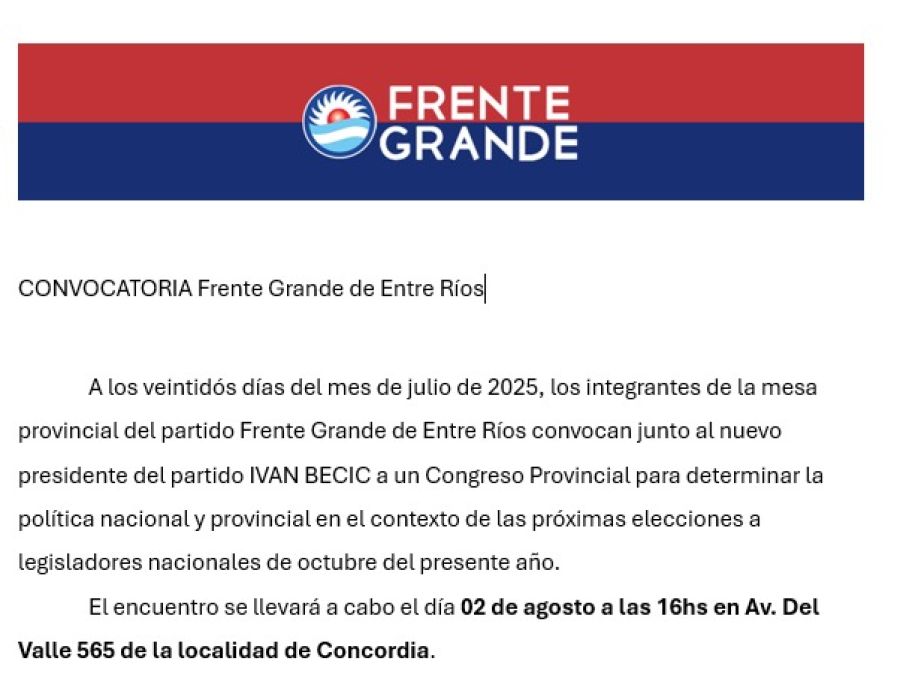 CONVOCATORIA Frente Grande de Entre Ríos